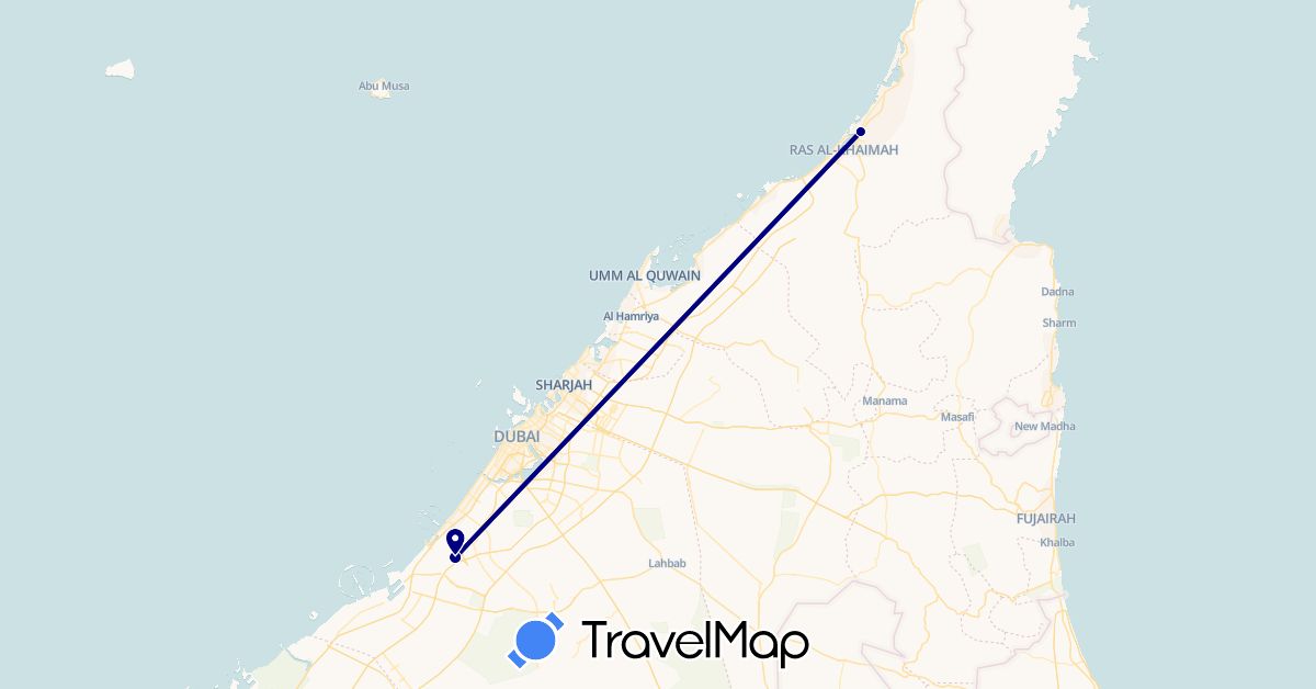 TravelMap itinerary: driving, plane in United Arab Emirates (Asia)